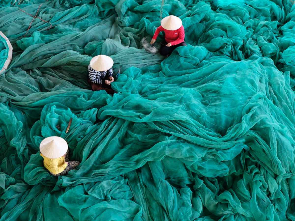 Unusual ideas of using non-typical materials in a woven sculpture art&nbsp;work